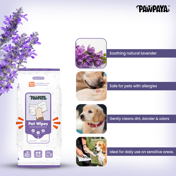 Pawpaya Lavender Wipes for Pets