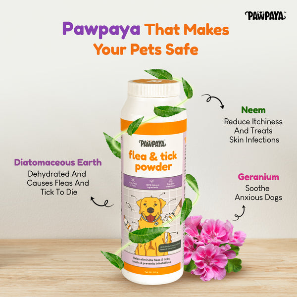 Pawpaya Tick and Flea Powder for Dogs and Cats