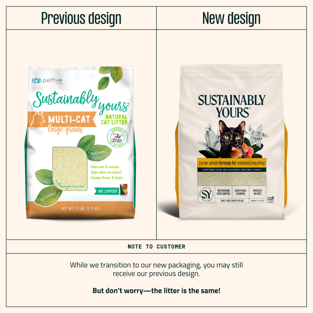 Sustainably Yours Multi Cat Unscented Large Grains Cat Litter