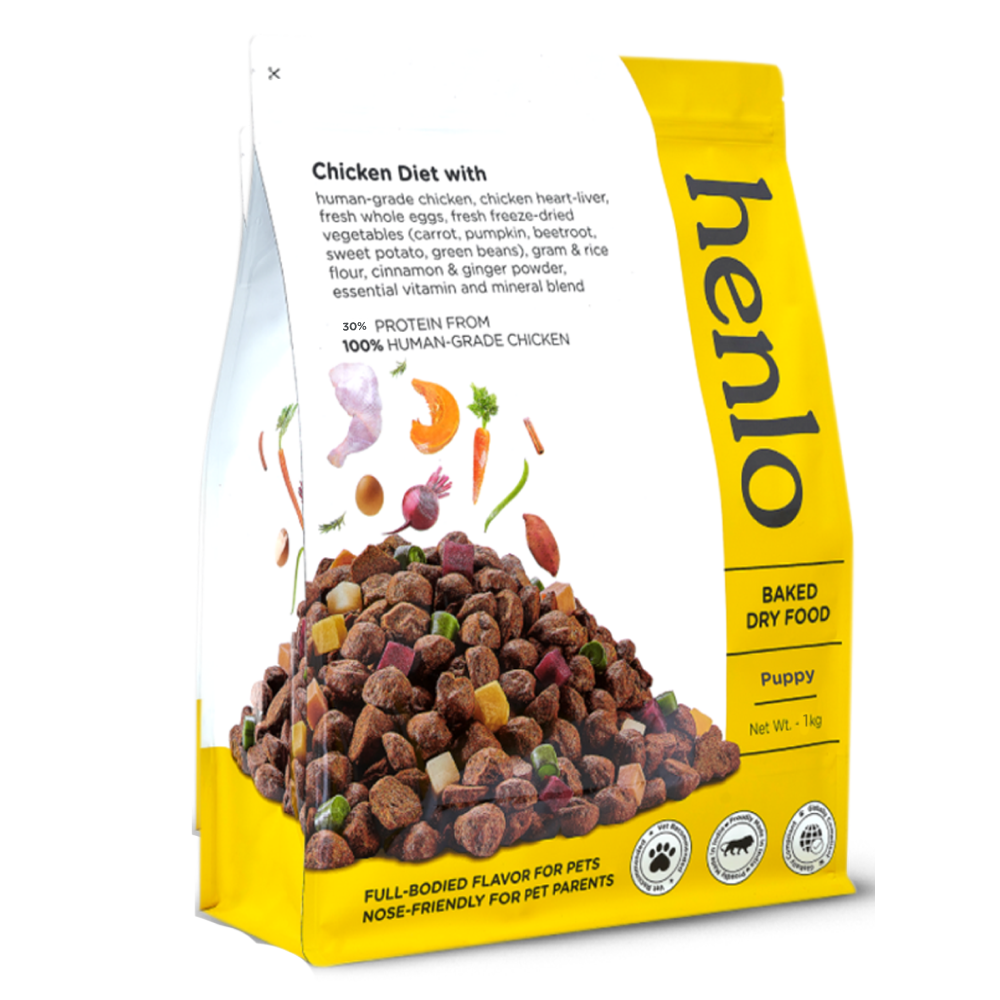 Henlo Chicken & Veg Baked Dry Food for Puppies & Small Breed Dogs | 100% Human Grade Ingredients Dogs- Dry Food Henlo 1kg