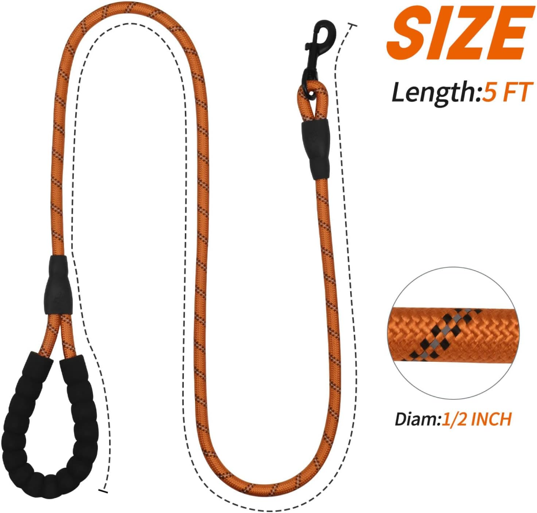 Pet Vogue Reflective Rope Leash for Dogs (Orange)