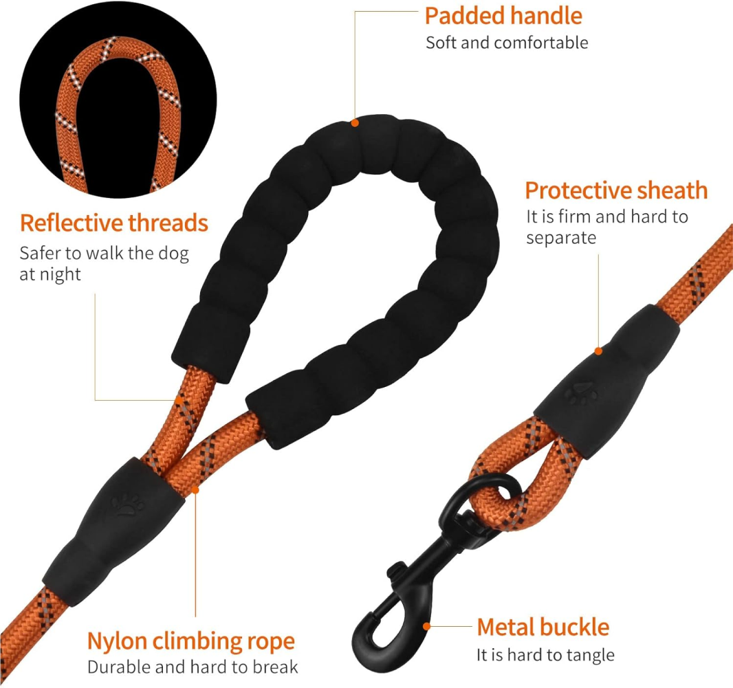 Pet Vogue Reflective Rope Leash for Dogs (Orange)