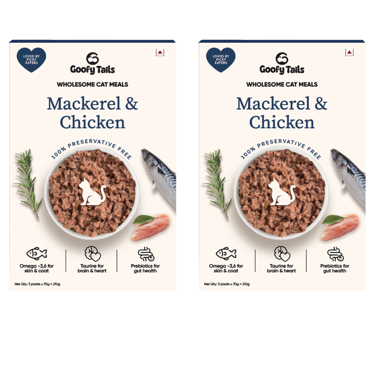 Goofy Tails Mackerel & Chicken Cat Meals Cats-Treats & Others Goofy Tails 2x210g