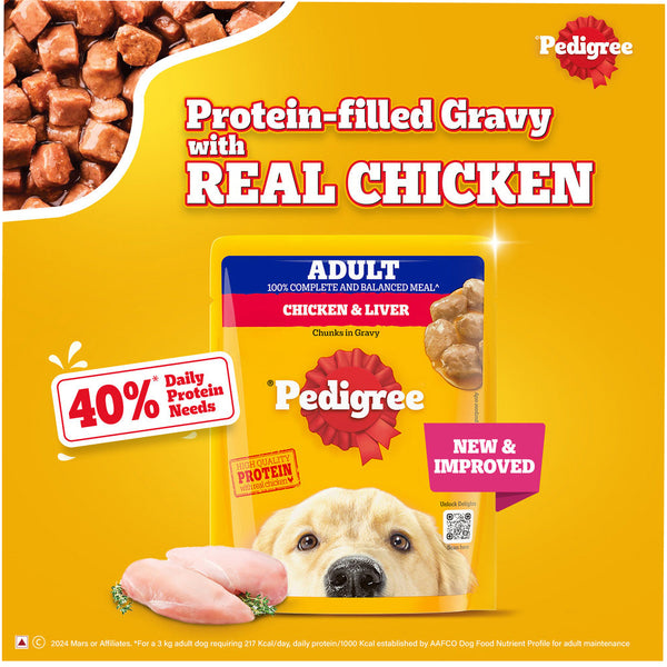 Pedigree Chicken and Liver Chunks in Gravy Adult Dog Wet Food (130g)