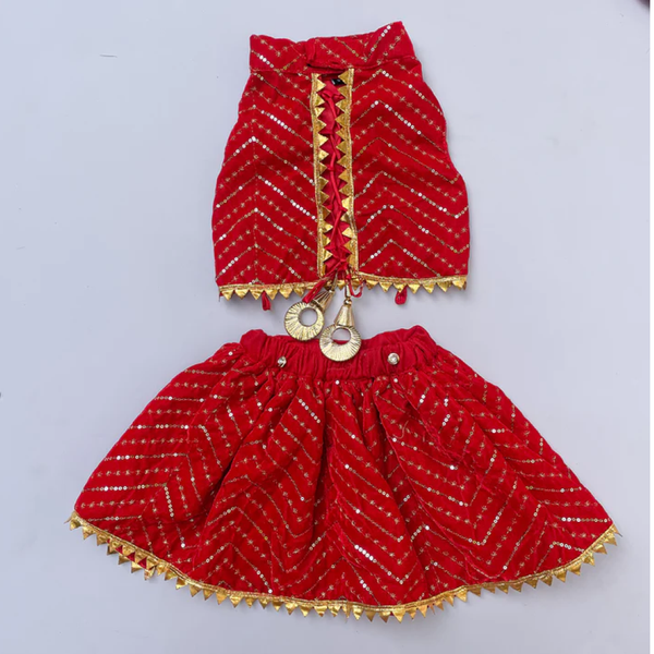 Pawgypets Velvet Lehenga for Dogs and Cats (Red)