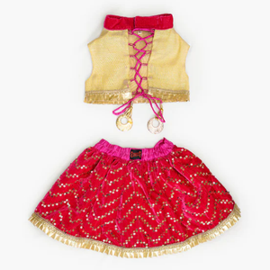 Pawgypets Velvet Lehenga for Dogs and Cats (Pink/Golden)
