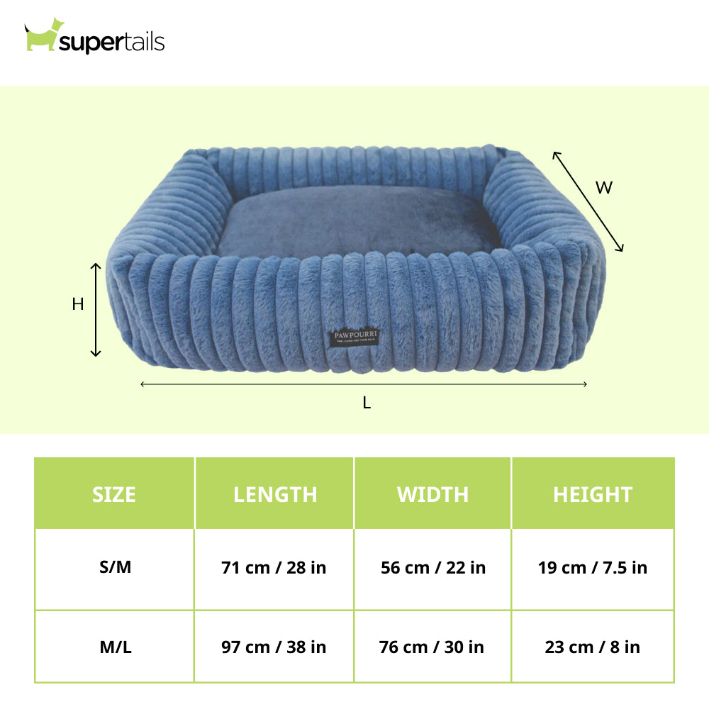 Pawpourri Cord Flannel Snuggle Bed for Dogs (Blue) Dogs-Bedding, Mats & Travel Supplies Pawpourri Dropship