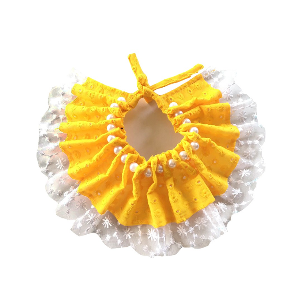 Dogobow Pearl Neck Tutu for Dogs and Cats (Yellow) (Get a Bow Free)