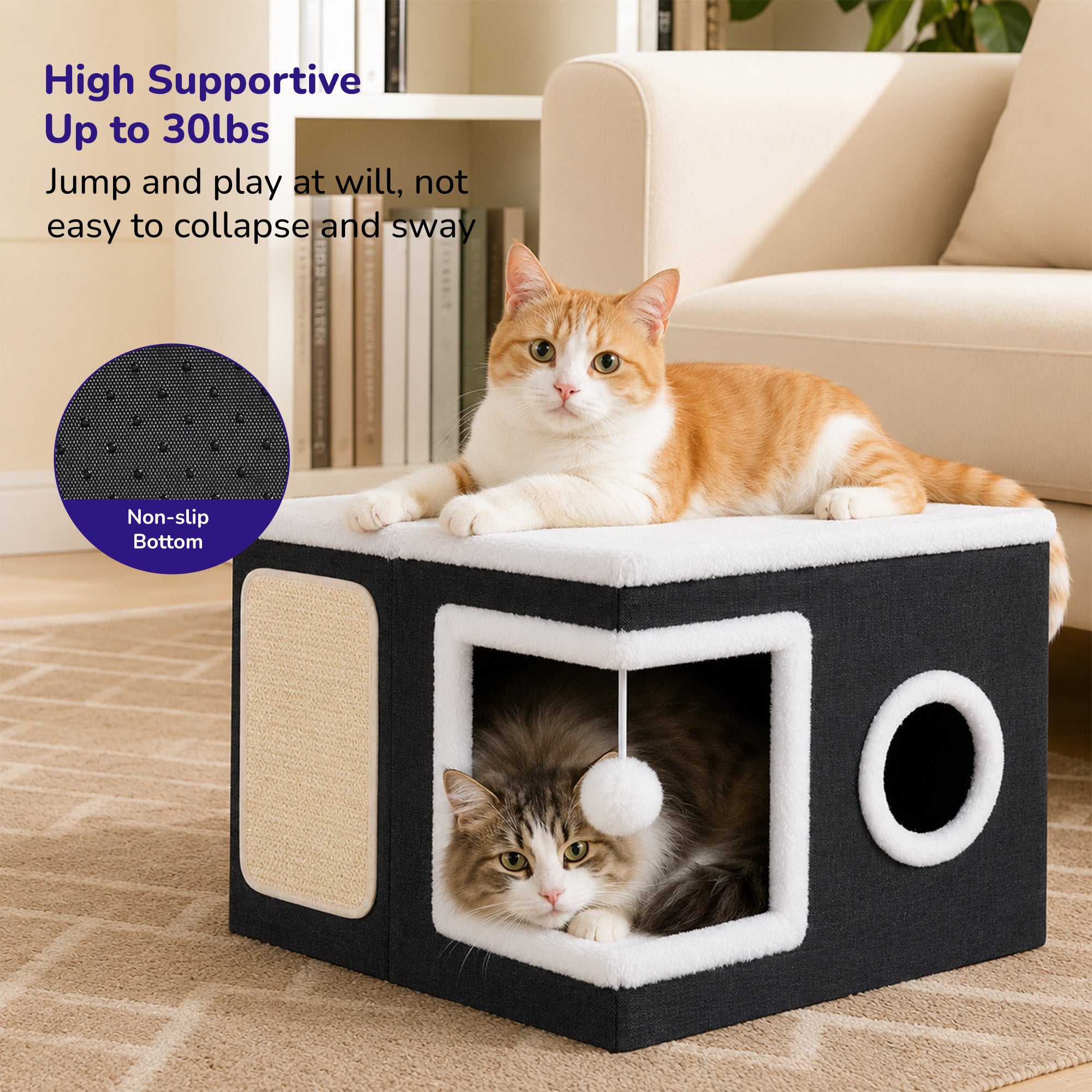 Petverse Sisal Scratching Pad with Top Lounger Indoor Cave Bed for Cats Cats-Bedding, Mats & Travel Supplies Petverse Dropship