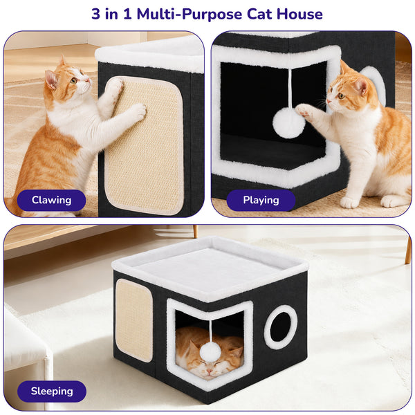 Petverse Sisal Scratching Pad with Top Lounger Indoor Cave Bed for Cats