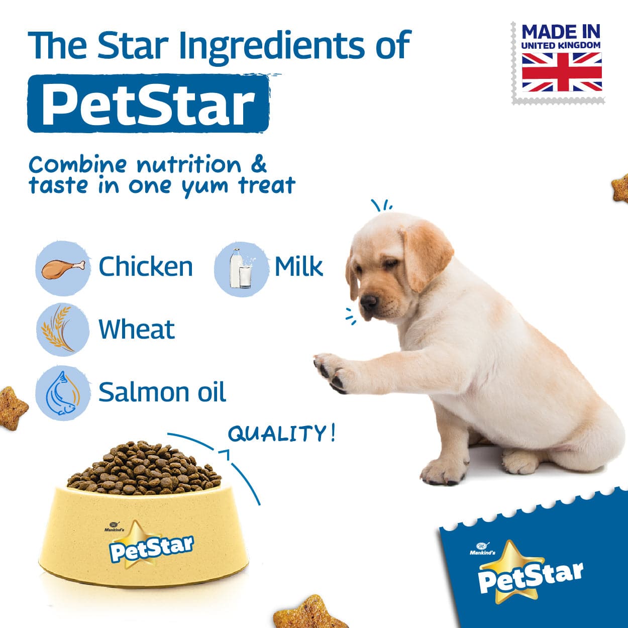 Mankind Petstar Milk and Wheat Dry Food (BOGO) and SmartHeart Chicken Chunks in Gravy Wet Food for Puppies Combo