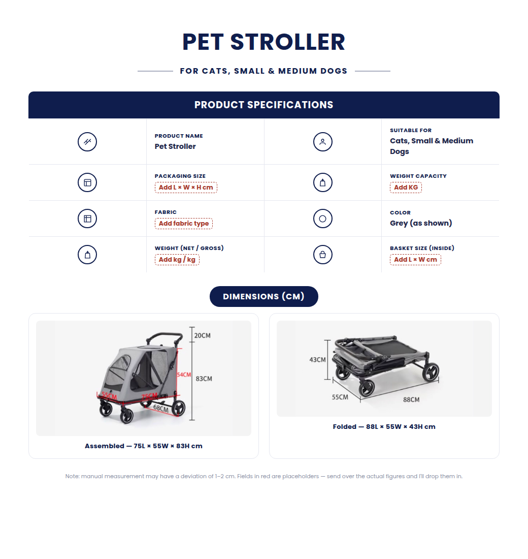 Skatrs Foldable Travel Stroller with Ventilated Mesh Windows for Large Dogs (Grey) Both-Bedding, Mats & Travel Supplies Skatrs
