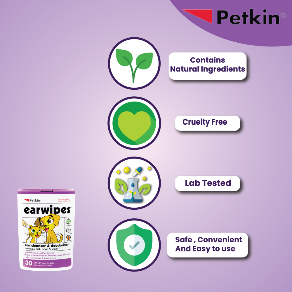 Petkin Ear Wipes for Dogs and Cats Both-Grooming Supplies Petkin