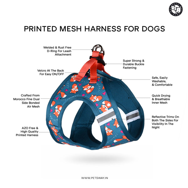 Pets Way Cupid Air Mesh Printed Harness for Puppies and Small Dogs