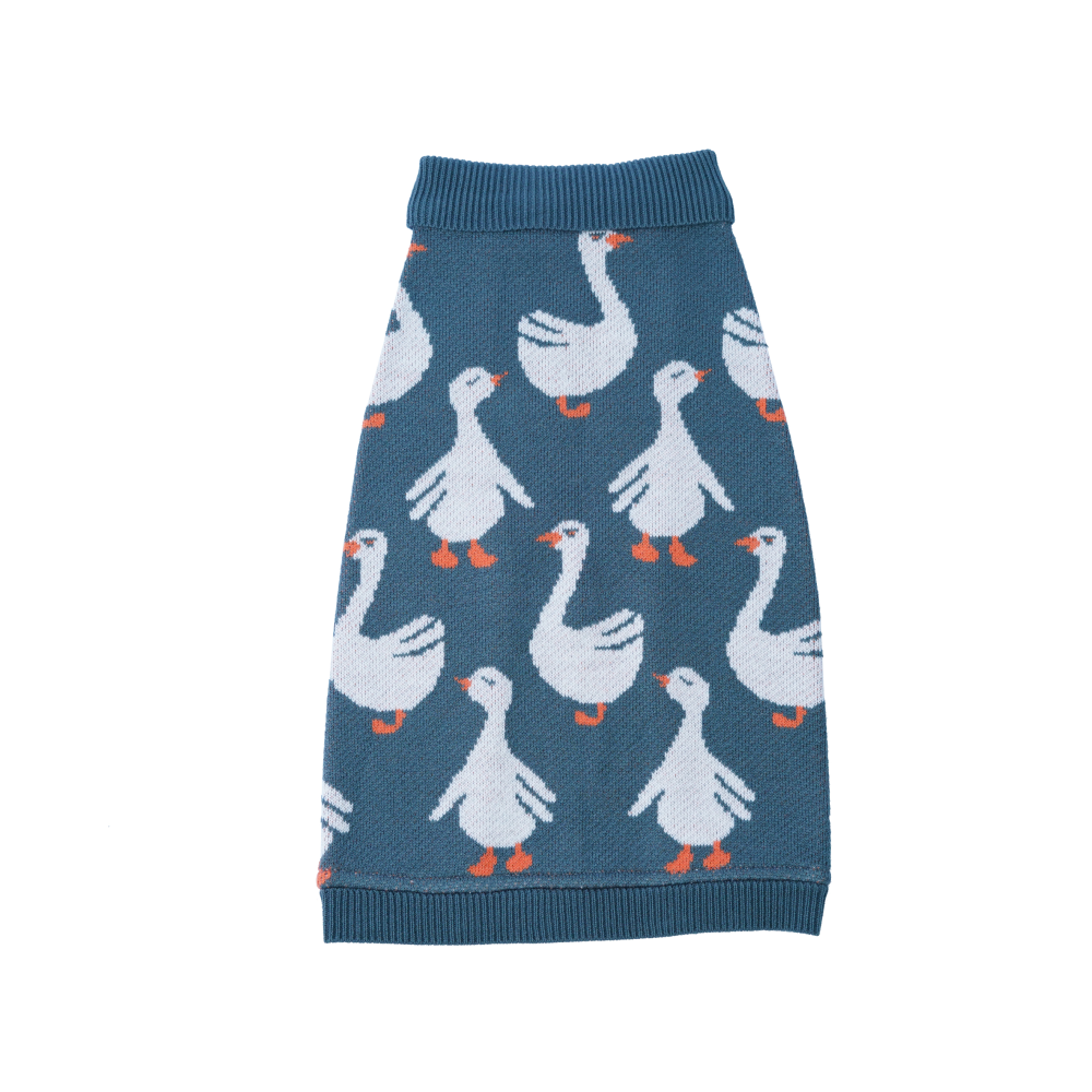 Petsnugs Quack Cozy Knit Sweater for Dogs and Cats (Grey & Blue) Both-Clothing & Accessories Petsnugs Dropship XS
