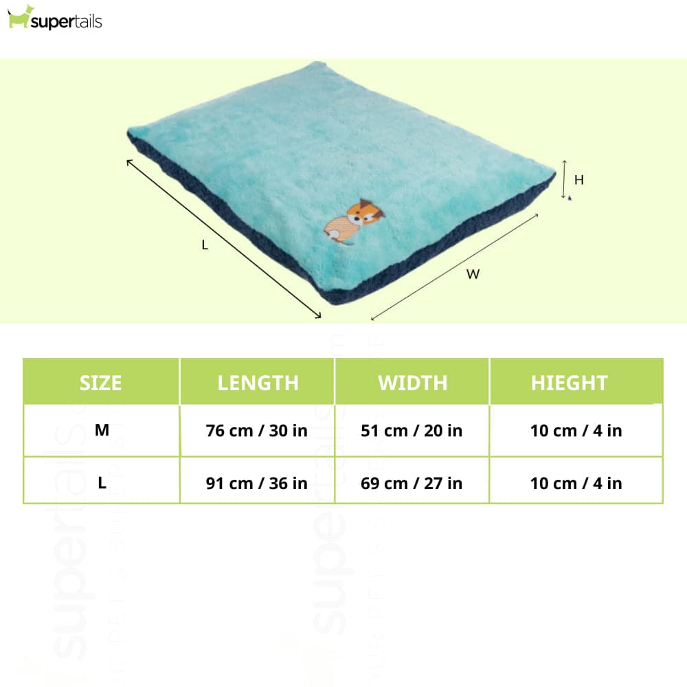 Petter World Luxury Reversible Chopped Foamed Pillow Bed with Soft Fur for Dogs (Turquoise)