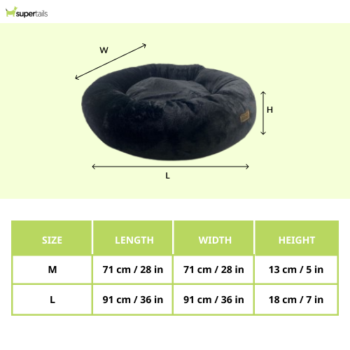 Petter World Anxiety Relieving Donut Bed for Dogs and Cats (Charcoal)