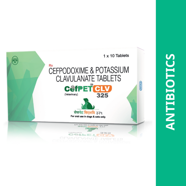 Intas Cefpet CLV 325 Tablets (Cefpodoxime & Potassium Clavulanate) for Dogs and Cats