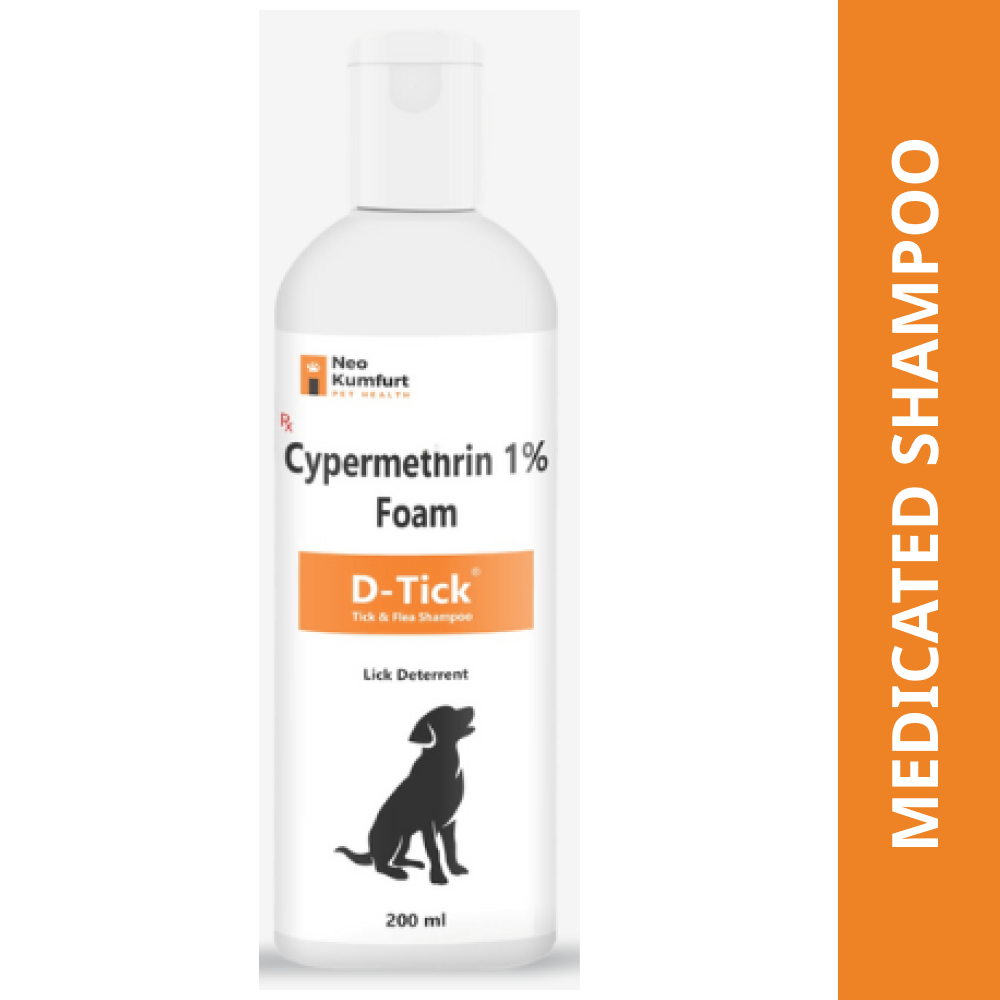 Neo Kumfurt D Tick (Cypermethrin) Tick & Flea Shampoo for Dogs (200ml)