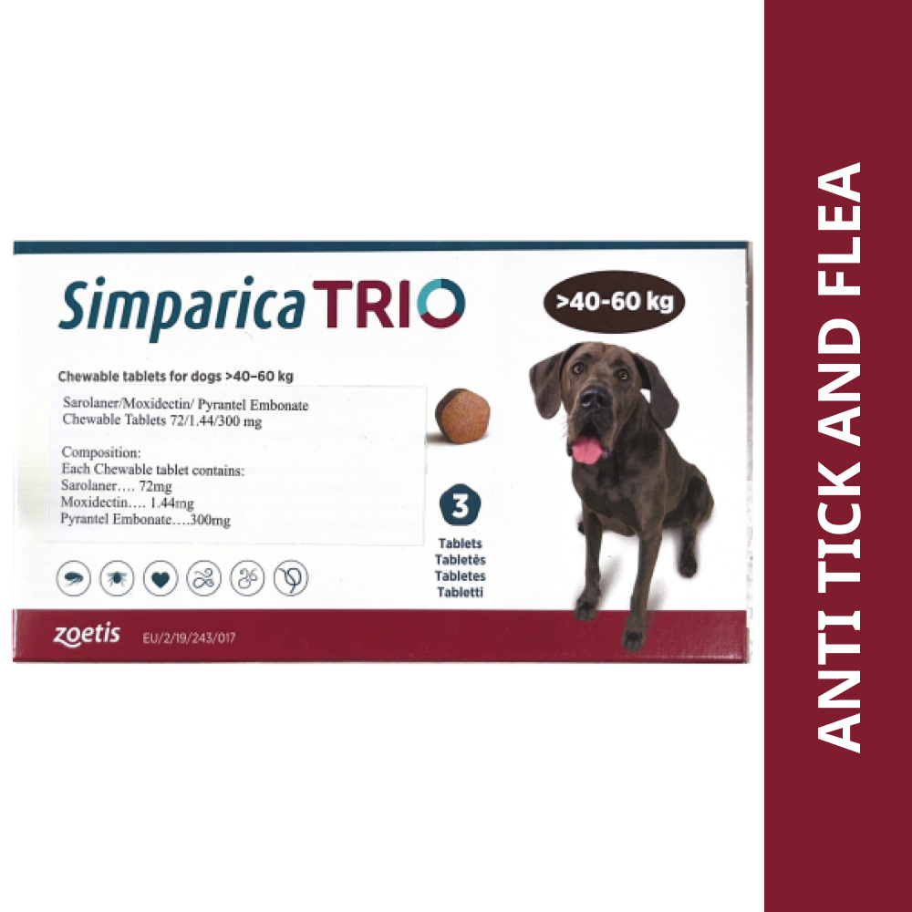 Zoetis Simparica Trio Dog Tick and Flea Control Tablet