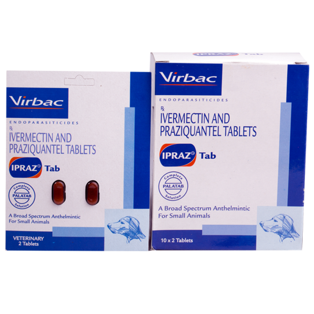 Virbac Ipraz Dewormer Tablets for Dogs (pack of 2 tablets)