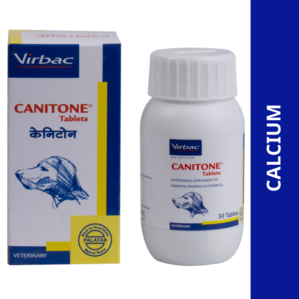 Virbac Canitone Tablets Calcium Supplement for Dogs and Cats (Pack of 30 tablets)