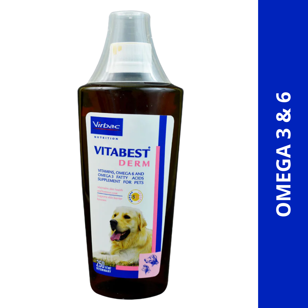 Virbac Vitabest Derm Omega 3 + 6 Syrup for Dogs and Cats (250ml)