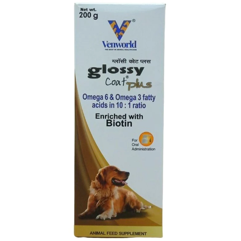 Venkys Glossycoat Plus Omega 3 + 6 Syrup for Dogs and Cats (200ml)