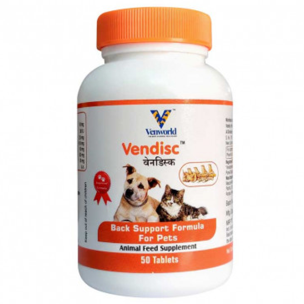 Venkys Vendisc Tablets Joint Support for Dogs and Cats (pack of 50 tablets) Both-Pharmacy Venkys Pharmacy 1 Bottle (50 tablets)