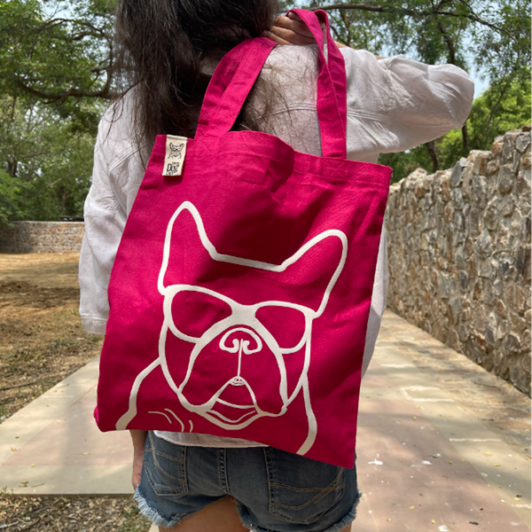 Talking Dog Club Dog Face Carry All Tote Bag for Women (Pink)