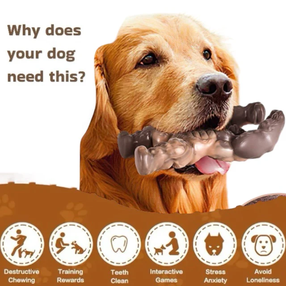 Talking Dog Club Gorilla Nylon Bone Heavy Chew Toy for Dogs (Brown) Dogs-Toys Talking Dog Club Dropship