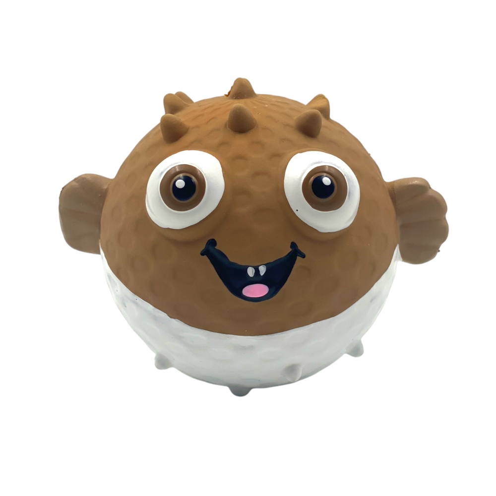 Talking Dog Club Bouncy Puffer Squeaky Ball Toy for Dogs (Brown)