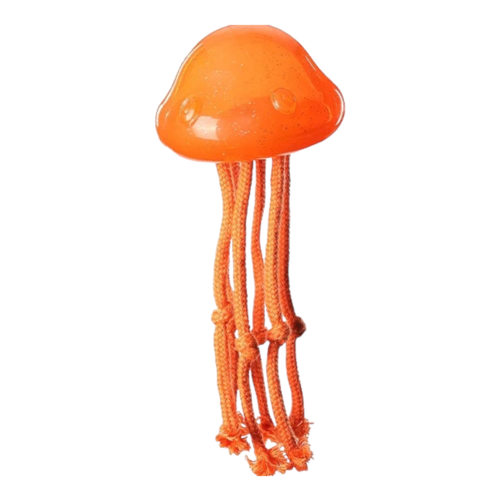Talking Dog Club Jelly Fish Rope Toy for Dogs (Orange) Dogs-Toys Talking Dog Club Dropship 25x9.8 cm