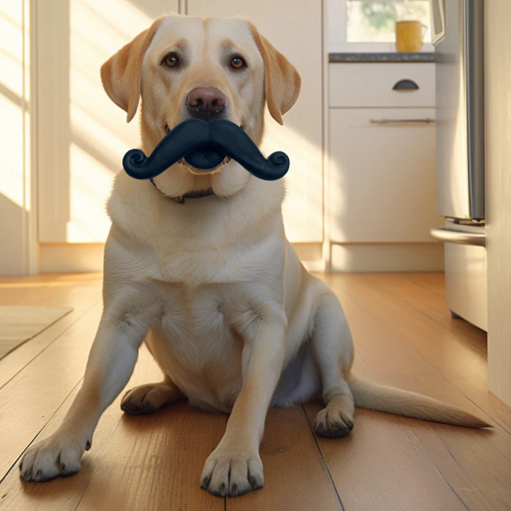 Talking Dog Club Moustache Squeaky Toy for Dogs (Black) Dogs-Toys Talking Dog Club Dropship