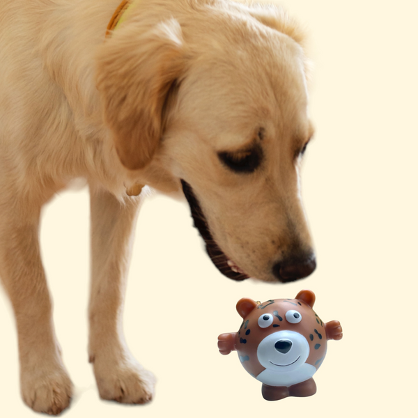 Talking Dog Club Tiger Bouncy Ball Toy for Dogs (Brown)