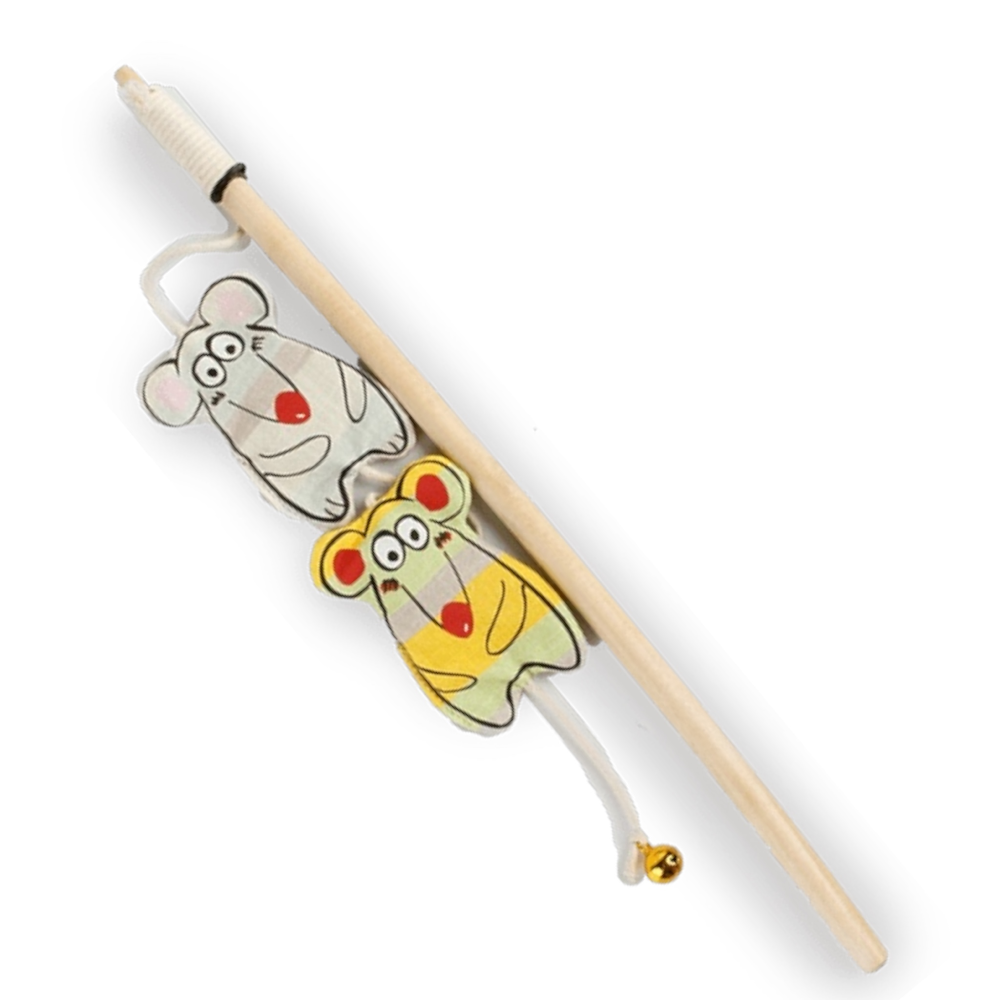 Talking Dog Club Curious Mice Wand Toy for Cats (Cream)