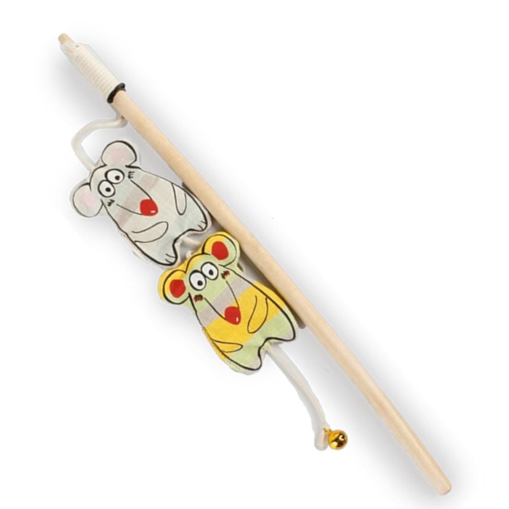 Talking Dog Club Curious Mice Wand Toy for Cats (Cream) Cats-Toys Talking Dog Club Dropship 122x4.5 cm
