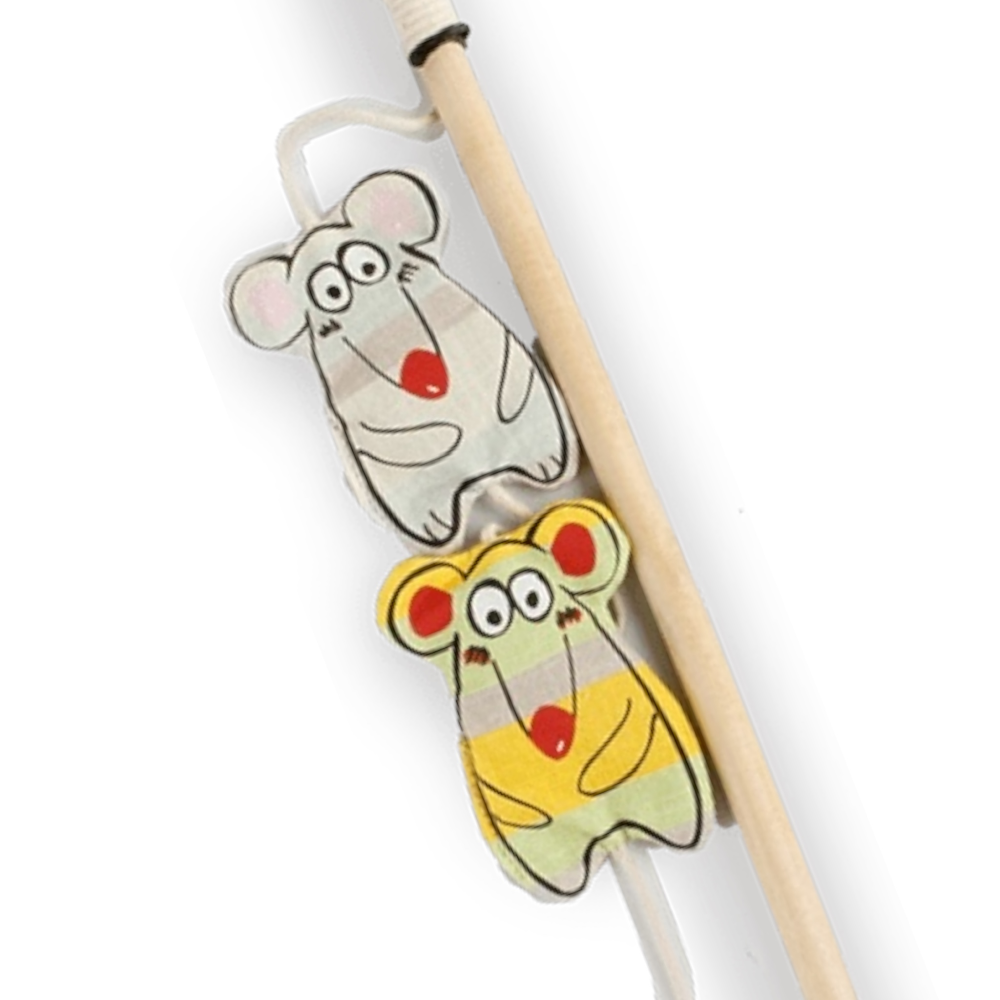 Talking Dog Club Curious Mice Wand Toy for Cats (Cream)