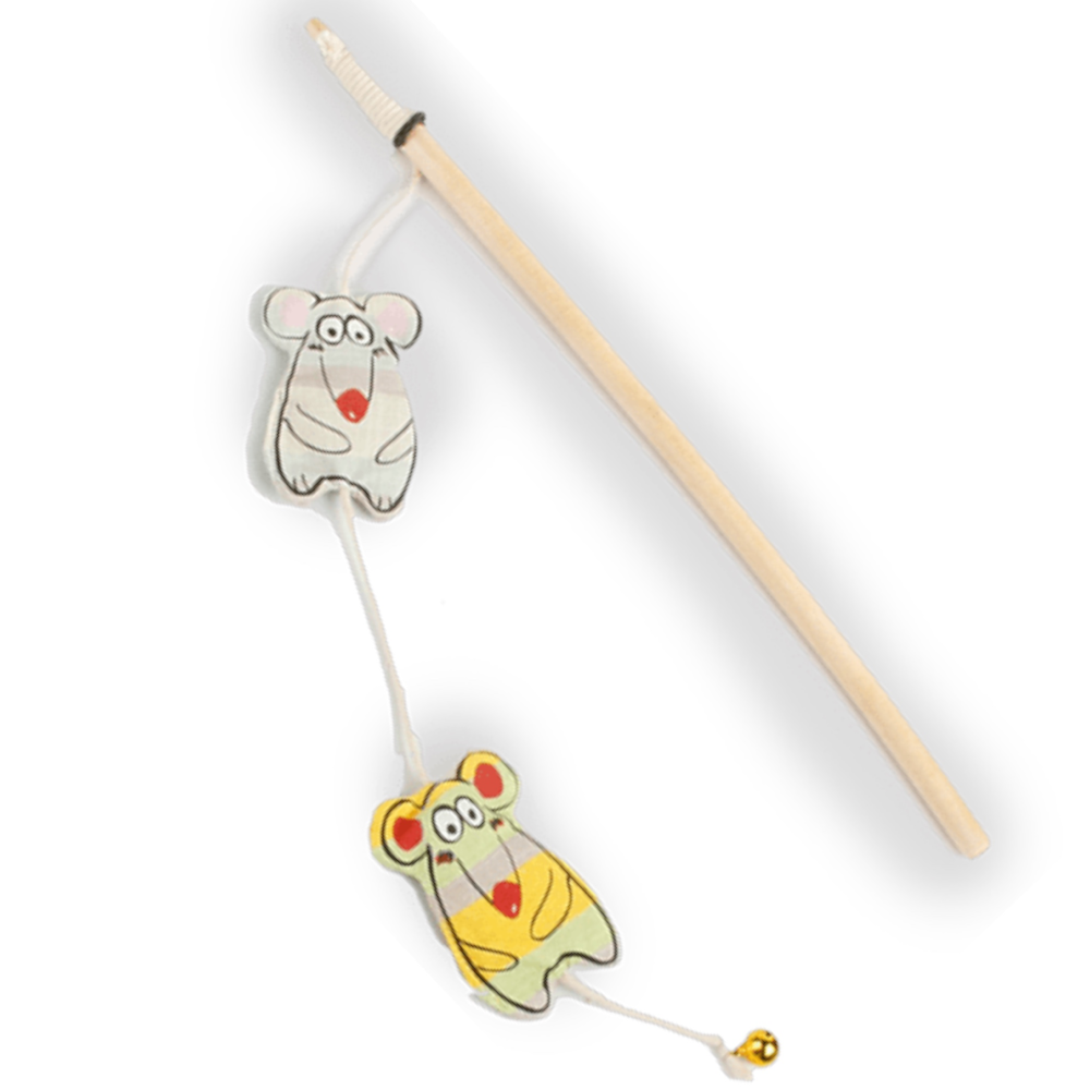 Talking Dog Club Curious Mice Wand Toy for Cats (Cream)