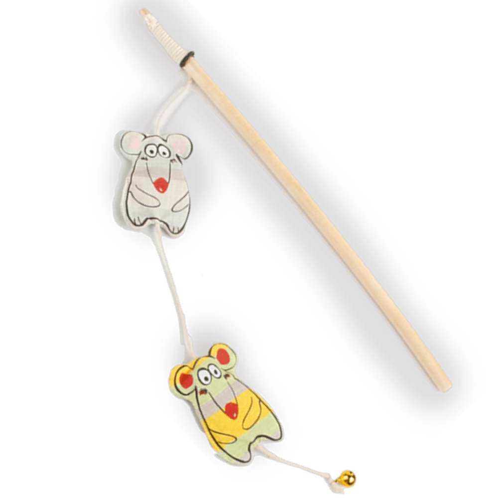Talking Dog Club Curious Mice Wand Toy for Cats (Cream) Cats-Toys Talking Dog Club Dropship