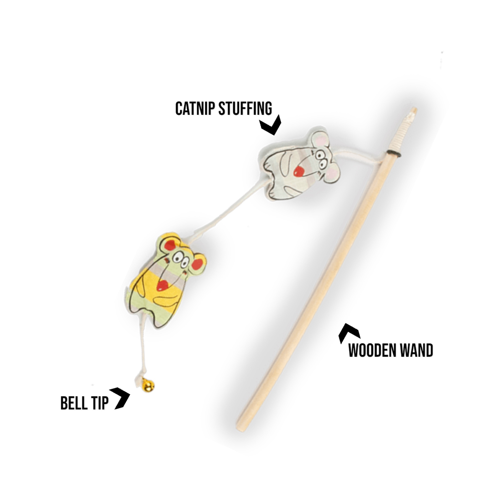 Talking Dog Club Curious Mice Wand Toy for Cats (Cream) Cats-Toys Talking Dog Club Dropship