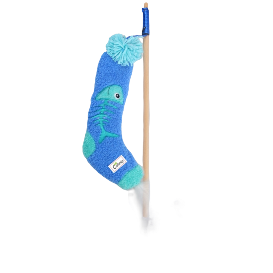 Talking Dog Club Blue Sock Wand Toy for Cats (Blue) Cats-Toys Talking Dog Club Dropship 35x8 cm