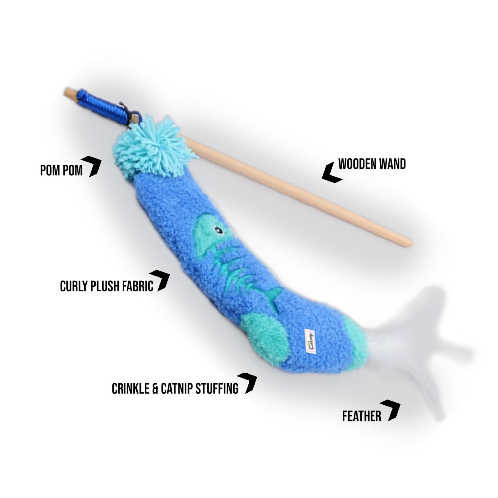 Talking Dog Club Blue Sock Wand Toy for Cats (Blue) Cats-Toys Talking Dog Club Dropship