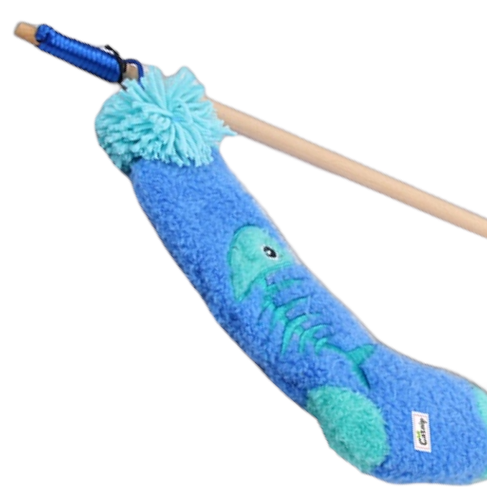 Talking Dog Club Blue Sock Wand Toy for Cats (Blue) Cats-Toys Talking Dog Club Dropship