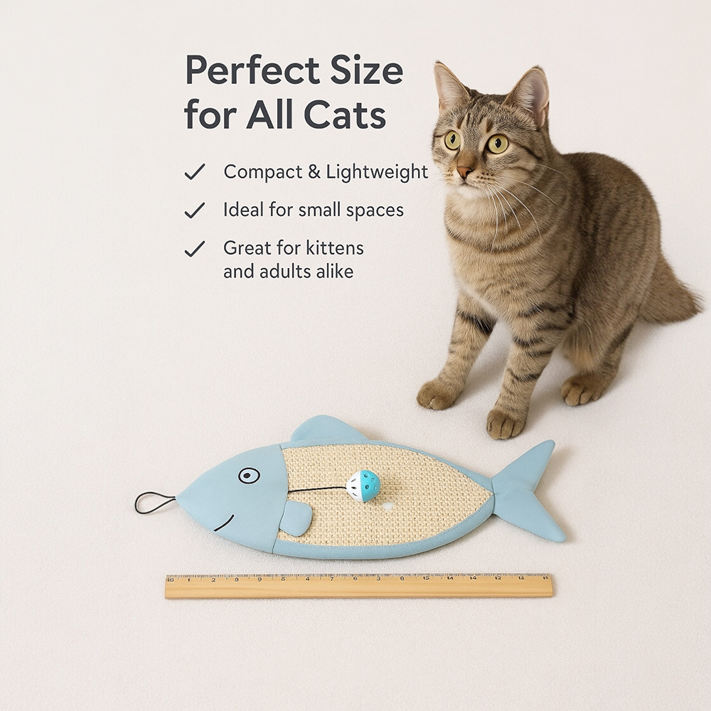 Talking Dog Club 2 in 1 Fish Scratcher Mat for Cats (Blue) Cats-Toys Talking Dog Club Dropship