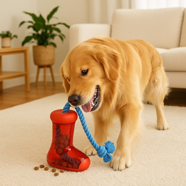 Talking Dog Club Big Boot Rubber and Rope Chew Treat Dispensing Toy for Dogs (Red)