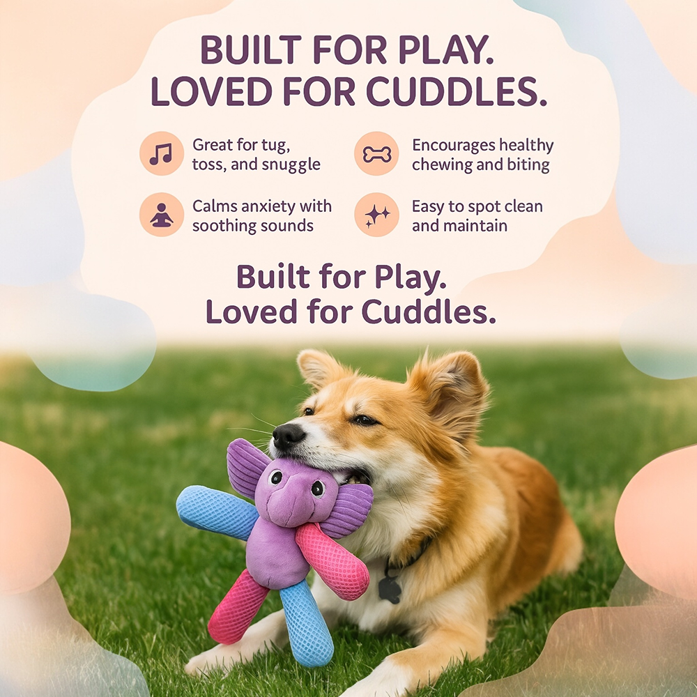 Talking Dog Club Baby Elephant Plush Toy for Dogs (Purple) Dogs-Toys Talking Dog Club Dropship