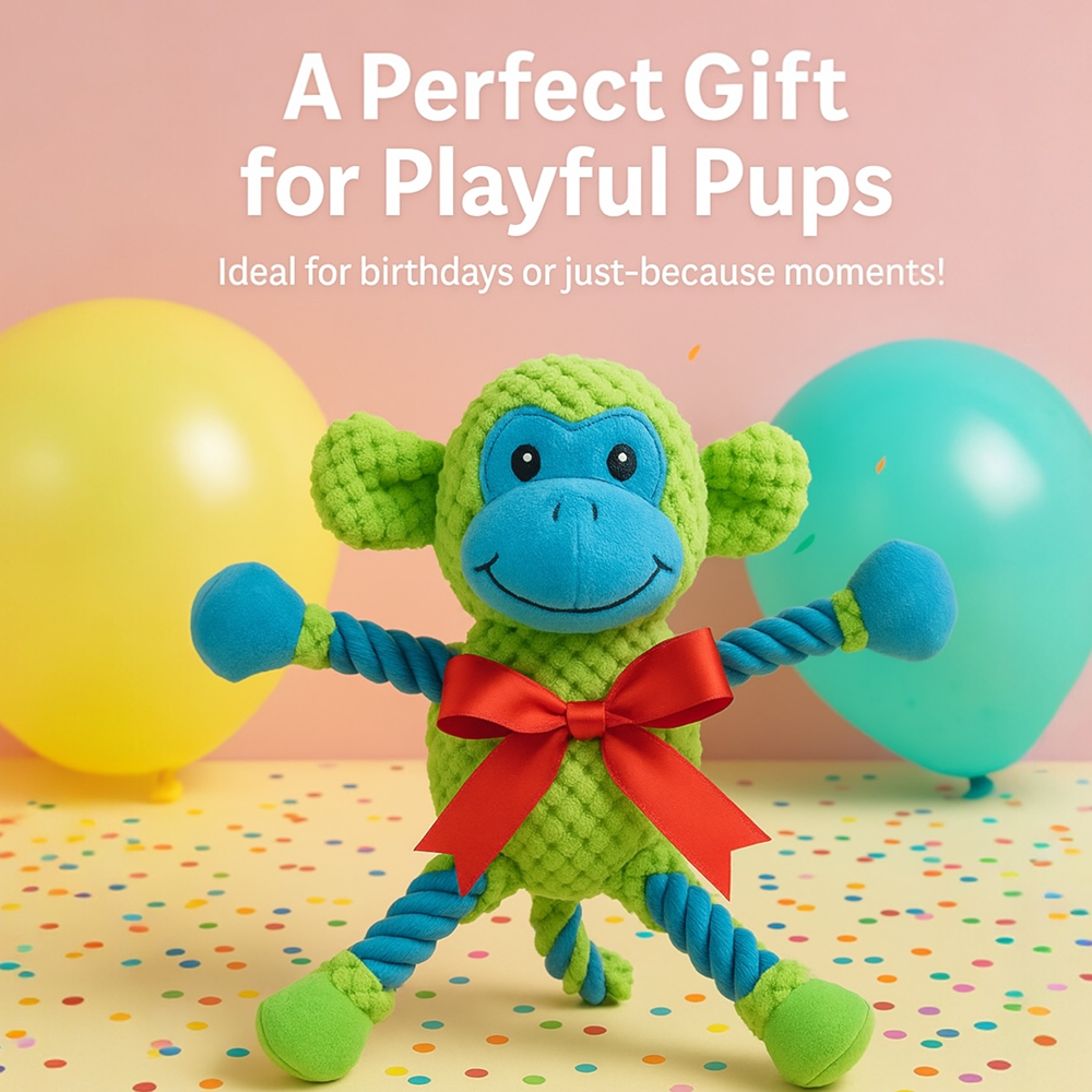 Talking Dog Club Monkey on Ropes with Multiple Squeaker Toy for Dogs (Pink) Dogs-Toys Talking Dog Club Dropship