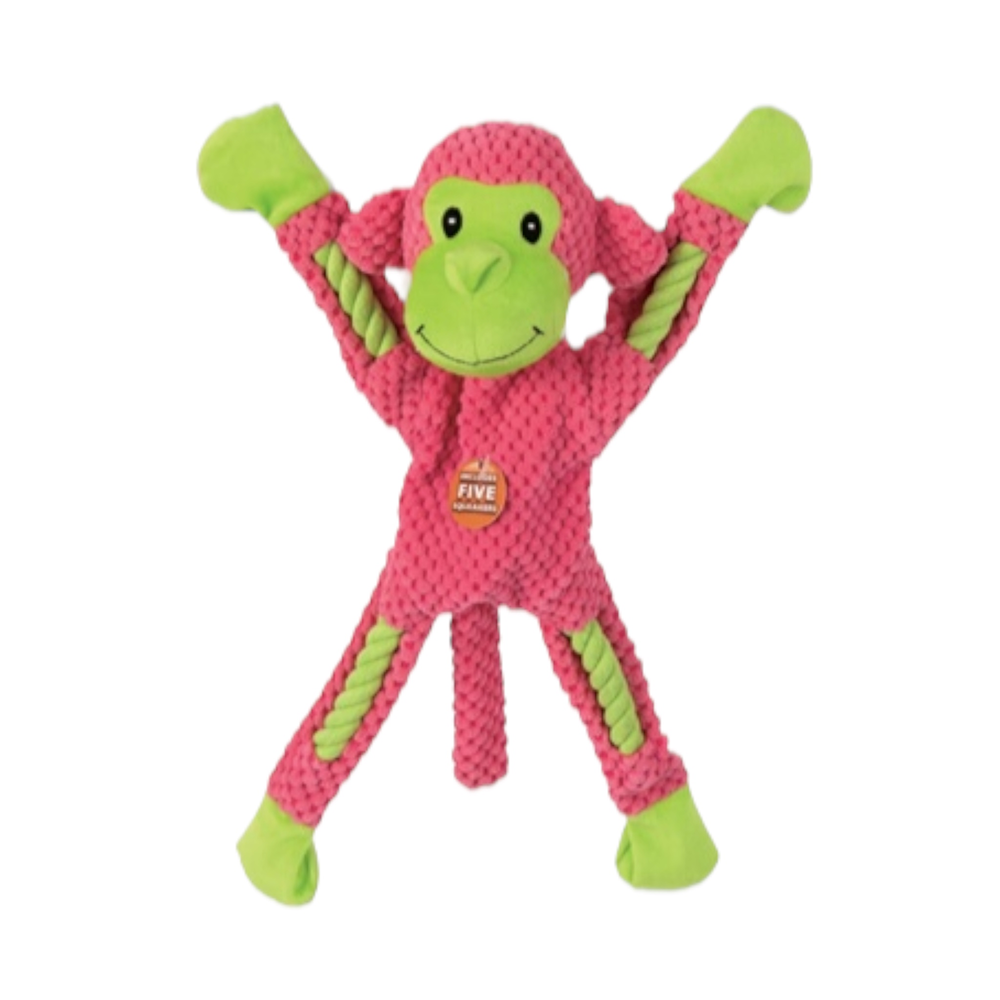 Talking Dog Club Monkey on Ropes with Multiple Squeaker Toy for Dogs (Pink) Dogs-Toys Talking Dog Club Dropship 43cm