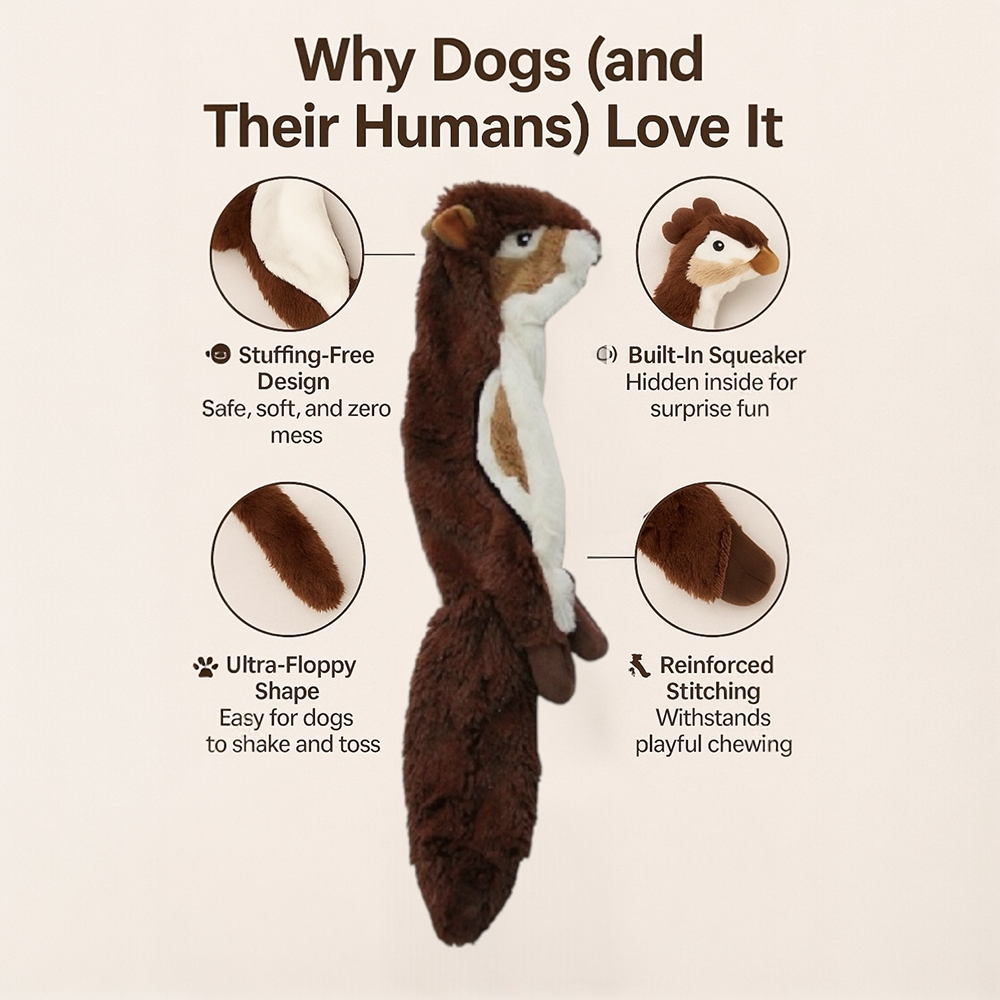 Talking Dog Club Chipmunk Stuffless Plush Toy for Dogs (Brown) Dogs-Toys Talking Dog Club Dropship